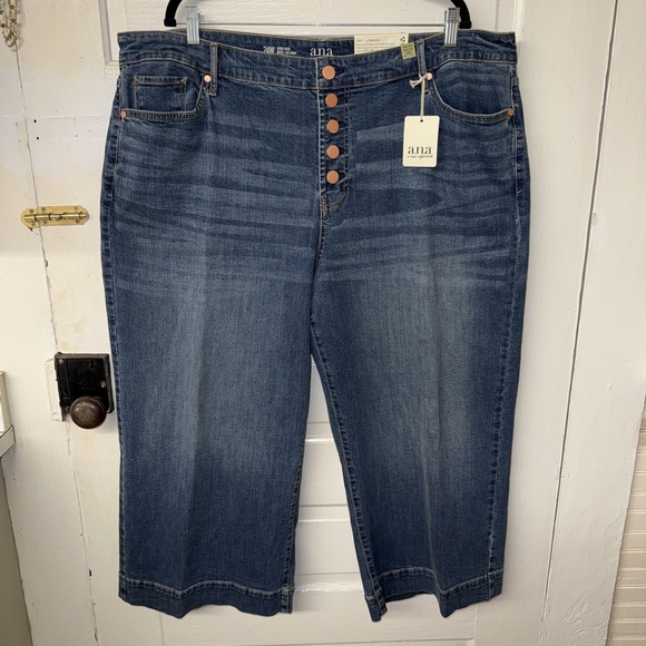 a.n.a Denim - High Rise Jeans Wide Leg Crop Womens 24W Button Fly a.n.a Brand